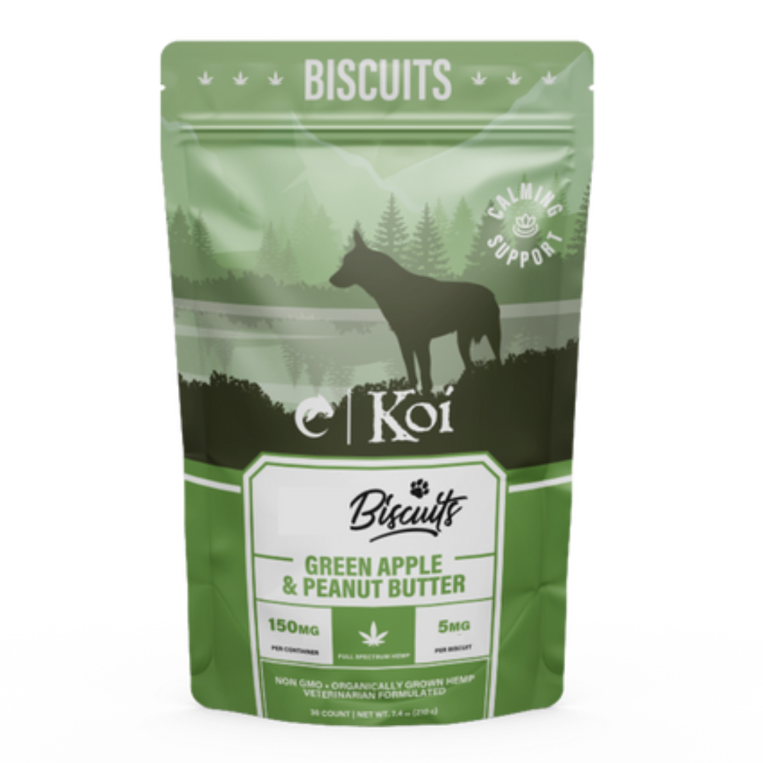 Koi Dog Treats Biscuits 150mg 30ct / Calming Green Apple and Peanut Butter Calming